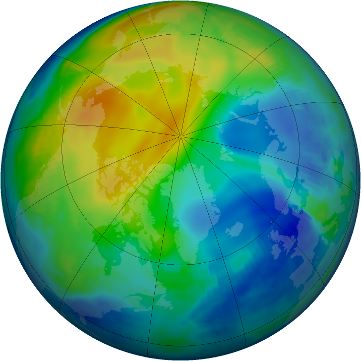Arctic ozone map for 01 December 1996